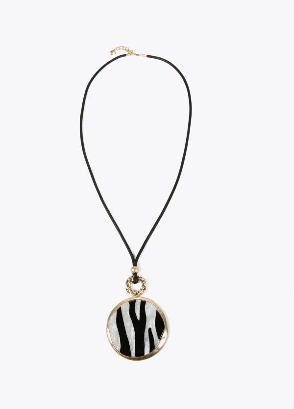 LOLA CASADEMUNT LS2503081 Collar pendant pieza zebra BLANCO-NEGRO