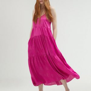 LOLA CASADEMUNT LS2516058 Vestido fluído tablas jaquard ROSA