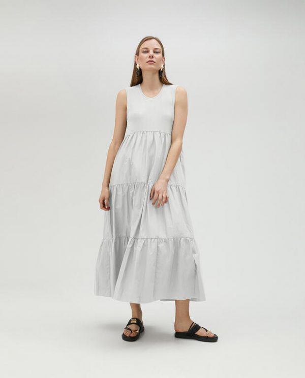 LOLA CASADEMUNT LS2516063 Vestido popelin tablas BLANCO