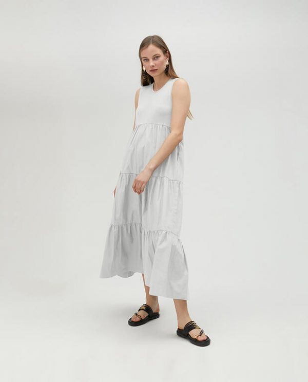 LOLA CASADEMUNT LS2516063 Vestido popelin tablas BLANCO - Imagen 3