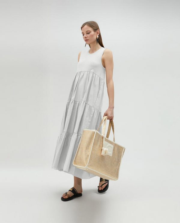 LOLA CASADEMUNT LS2516063 Vestido popelin tablas BLANCO - Imagen 2