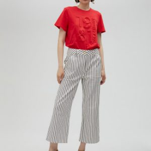 LOLA CASADEMUNT LS2514023 Pantalon rayas AZUL-CRUDO