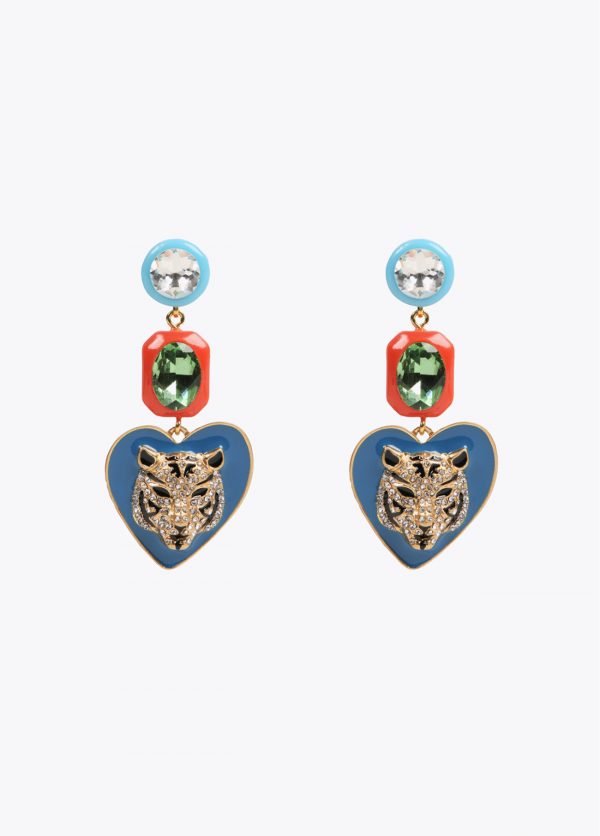 LOLA CASADEMUNT LS2503036 Pendientes corazon lacado leopardo METAL-MULTICOLOR