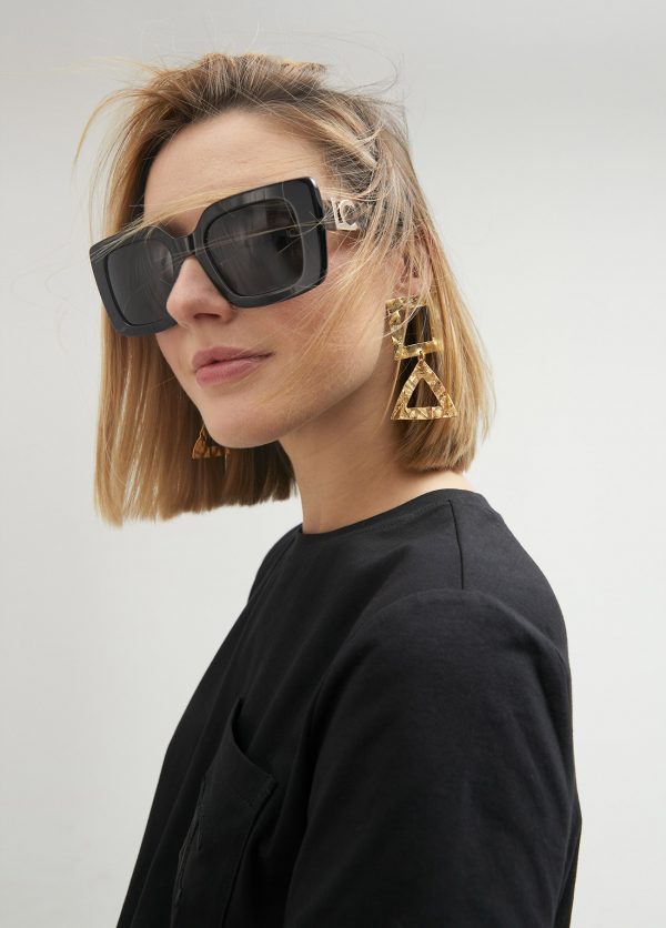 LOLA CASADEMUNT LS2503071 Pendientes cuadrado y triangulo martelé DORADO - Imagen 4
