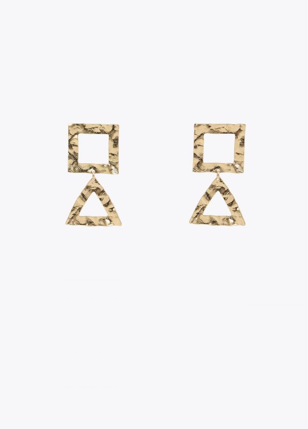 LOLA CASADEMUNT LS2503071 Pendientes cuadrado y triangulo martelé DORADO