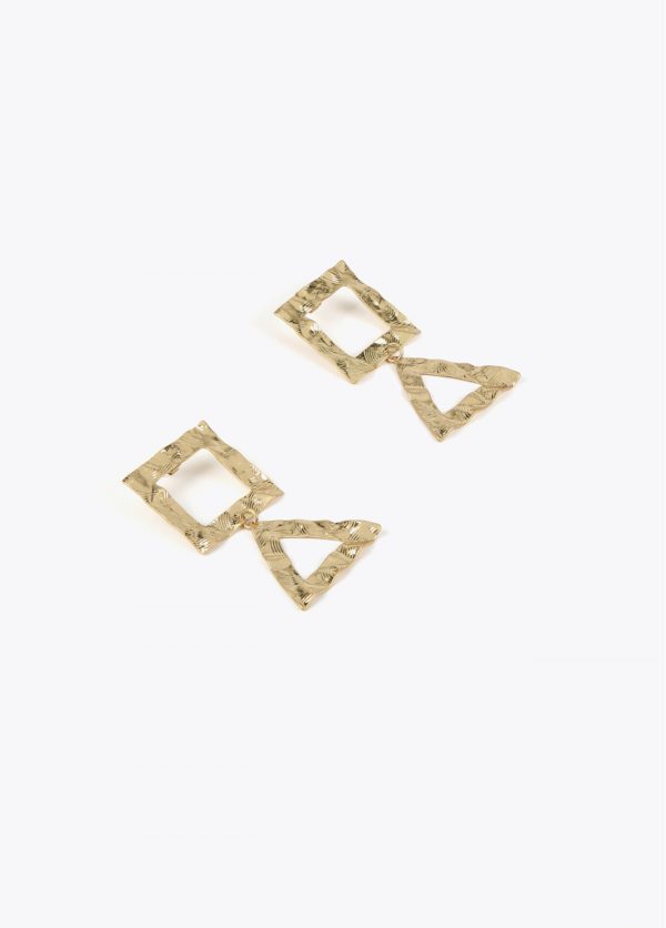 LOLA CASADEMUNT LS2503071 Pendientes cuadrado y triangulo martelé DORADO - Imagen 3