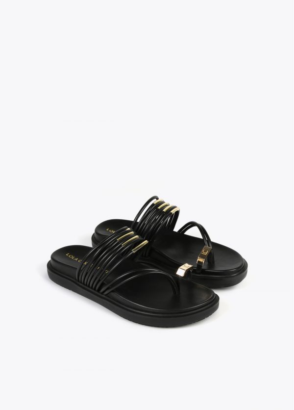 LOLA CASADEMUNT LS2505030 Sandalia con tiras redondeadas y detalle de piezas - NEGRO - Imagen 3