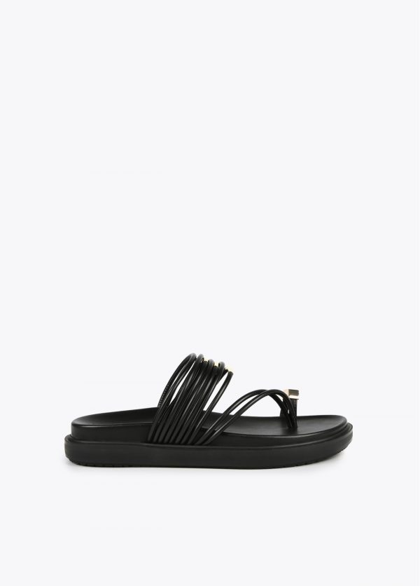 LOLA CASADEMUNT LS2505030 Sandalia con tiras redondeadas y detalle de piezas - NEGRO