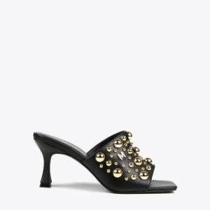 LOLA CASADEMUNT MS2505010 Zapato destalonado de tacón con detalles metálicas NEGRO