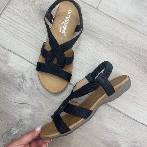 AMARPIES ABZ28691 SANDALIA PLANA ELASTICO NEGRO