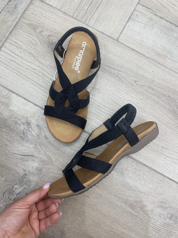 AMARPIES ABZ28691 SANDALIA PLANA ELASTICO NEGRO