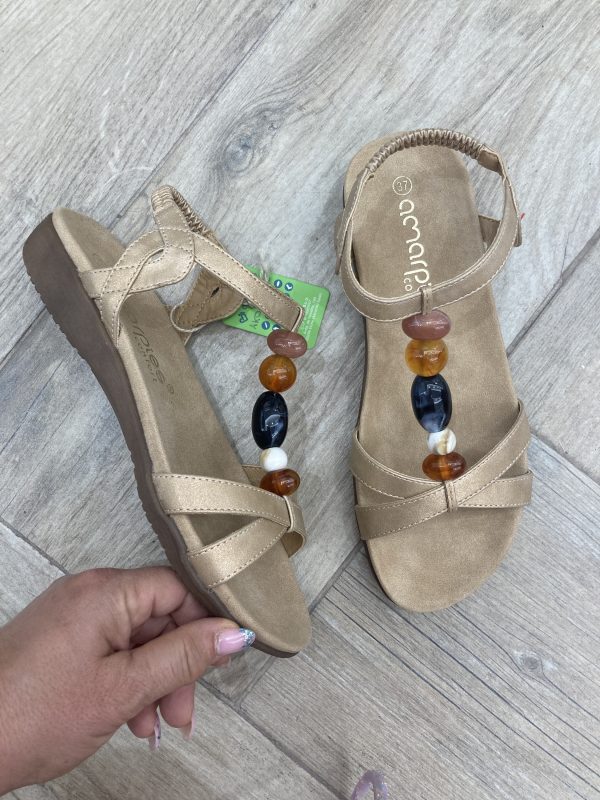 AMARPIES AKO28550 SANDALIA CONFORT TIRA PIEDRAS CAMEL