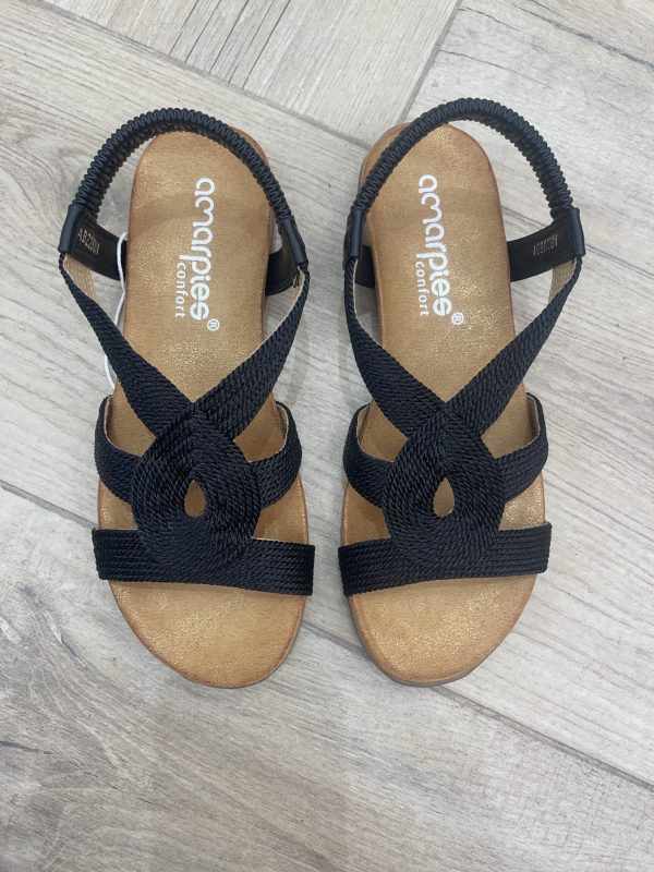 AMARPIES ABZ28691 SANDALIA PLANA ELASTICO NEGRO - Imagen 2
