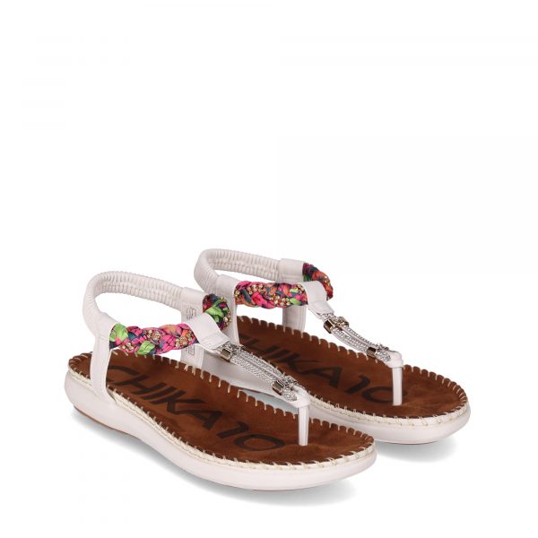 CHIKA10 CANELON 04 Blanco Sandalias Piel Vegana de Mujer Chika10 Plano - Imagen 2