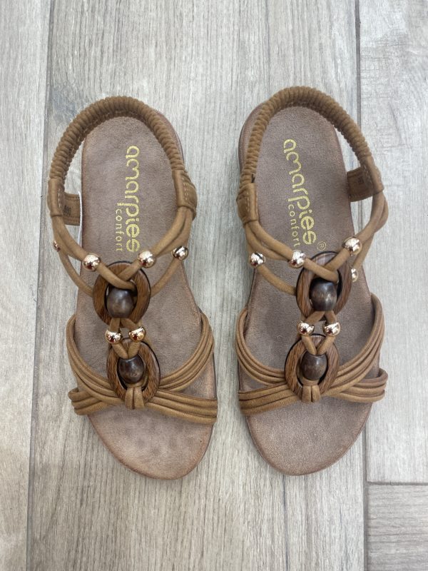 AMARPIES ABZ28685 SANDALIA COMFORT ELASTICO TRENZADO BRONCE - Imagen 2