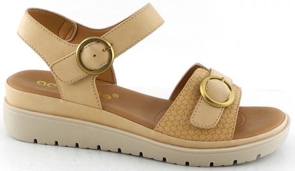 AMARPIES ABZ28640 SANDALIA CUÑA DOBLE HEBILLA FORRADA ARENA