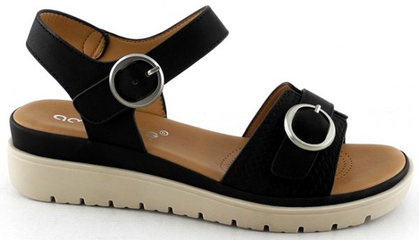 AMARPIES ABZ28640 SANDALIA CUÑA DOBLE HEBILLA FORRADA NEGRO