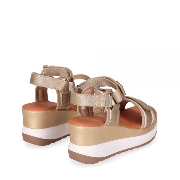 CHIKA10 ROCO 07 Oro Sandalias Tejido de Mujer Chika10 Cuña baja - Imagen 3