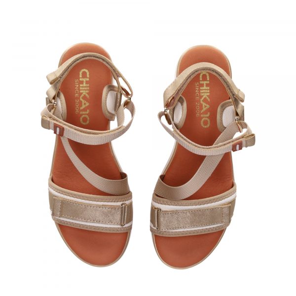 CHIKA10 ROCO 07 Oro Sandalias Tejido de Mujer Chika10 Cuña baja - Imagen 4