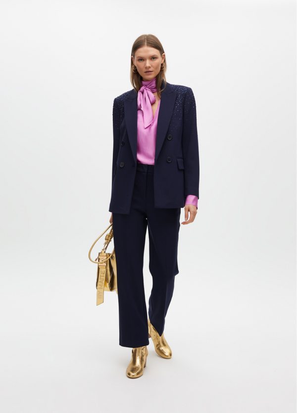 LOLA CASADEMUNT Americana de punto con detalle strass en hombros  NAVY MF2502002 - Imagen 3
