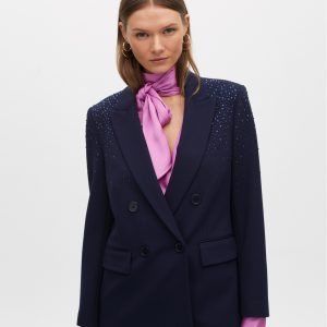 LOLA CASADEMUNT Americana de punto con detalle strass en hombros  NAVY MF2502002