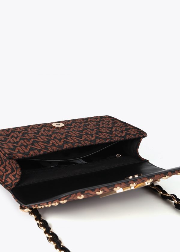 LOLA CASADEMUNT Bandolera con solapa Jaquard monograma MARRON-NEGRO MF2504006 - Imagen 2