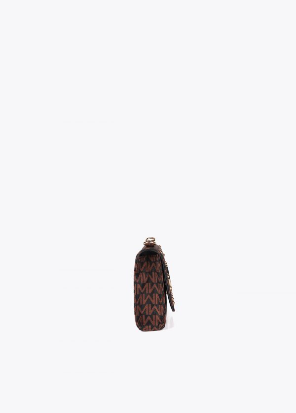 LOLA CASADEMUNT Bandolera con solapa Jaquard monograma MARRON-NEGRO MF2504006 - Imagen 3