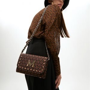 LOLA CASADEMUNT Bandolera con solapa Jaquard monograma MARRON-NEGRO MF2504006