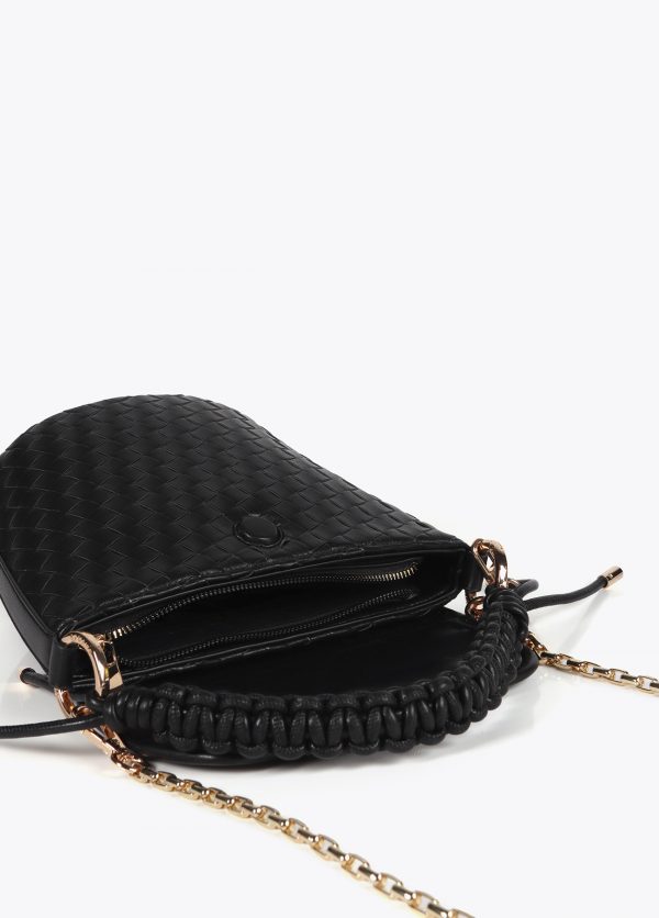 LOLA CASADEMUNT Bandolera con solapa material trenzado efecto piel NEGRO - Imagen 3