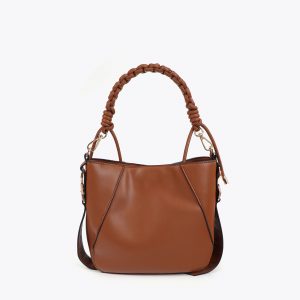 LOLA CASADEMUNT Bolsito asa trenzada efecto piel MARRON MF2504013