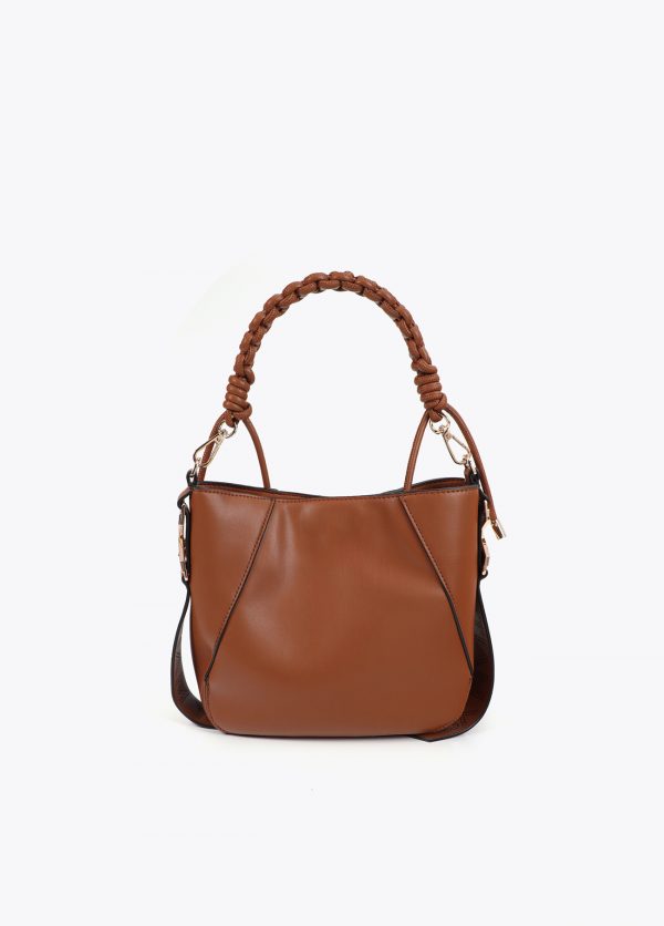 LOLA CASADEMUNT Bolsito asa trenzada efecto piel MARRON MF2504013