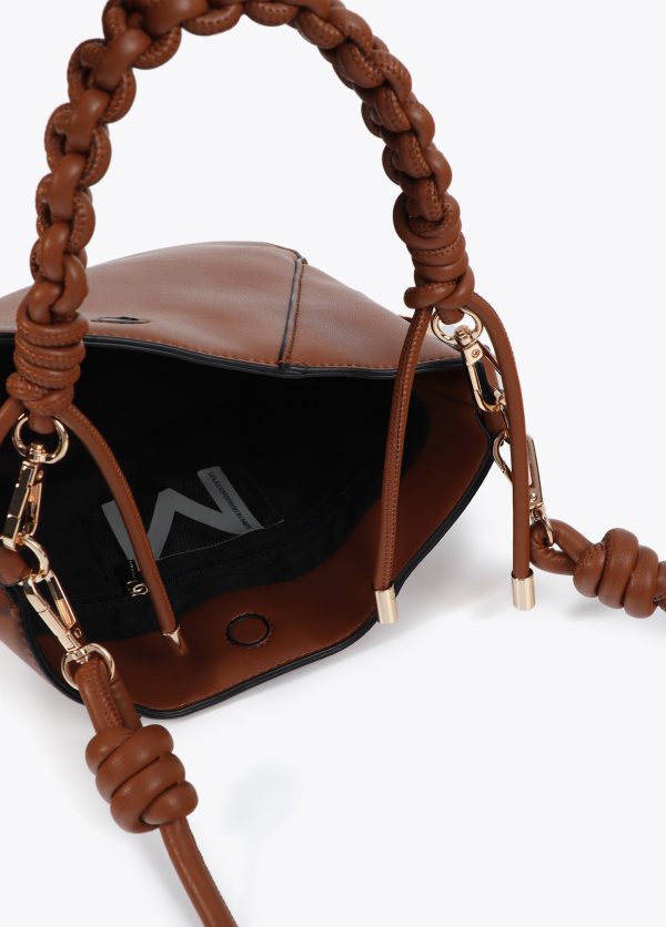 LOLA CASADEMUNT Bolsito asa trenzada efecto piel MARRON MF2504013 - Imagen 2