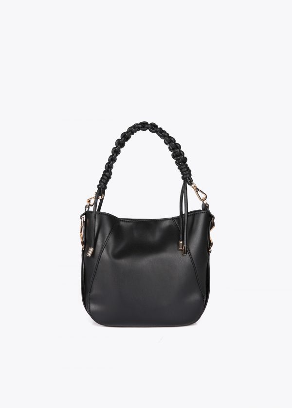 LOLA CASADEMUNT Bolsito asa trenzada efecto piel NEGRO MF2504013