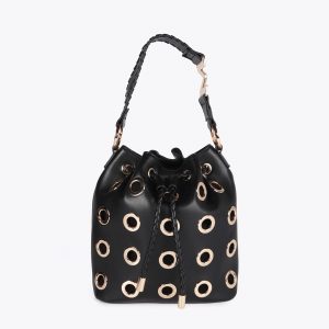 LOLA CASADEMUNT Bolso judas con ojales metalizados circulares  NEGRO MF2504002