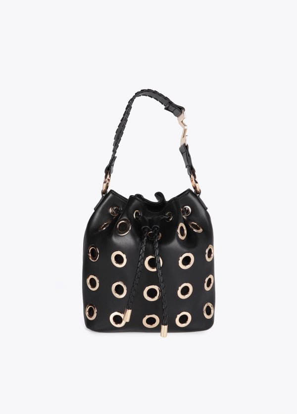 LOLA CASADEMUNT Bolso judas con ojales metalizados circulares  NEGRO MF2504002