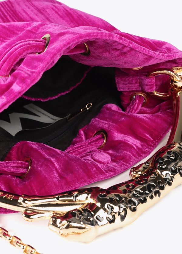 LOLA CASADEMUNT Bolso tejido plisado con asa leopardo metálica  BUGANVILIA MF2504014 - Imagen 3