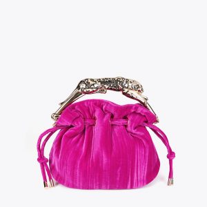 LOLA CASADEMUNT Bolso tejido plisado con asa leopardo metálica  BUGANVILIA MF2504014