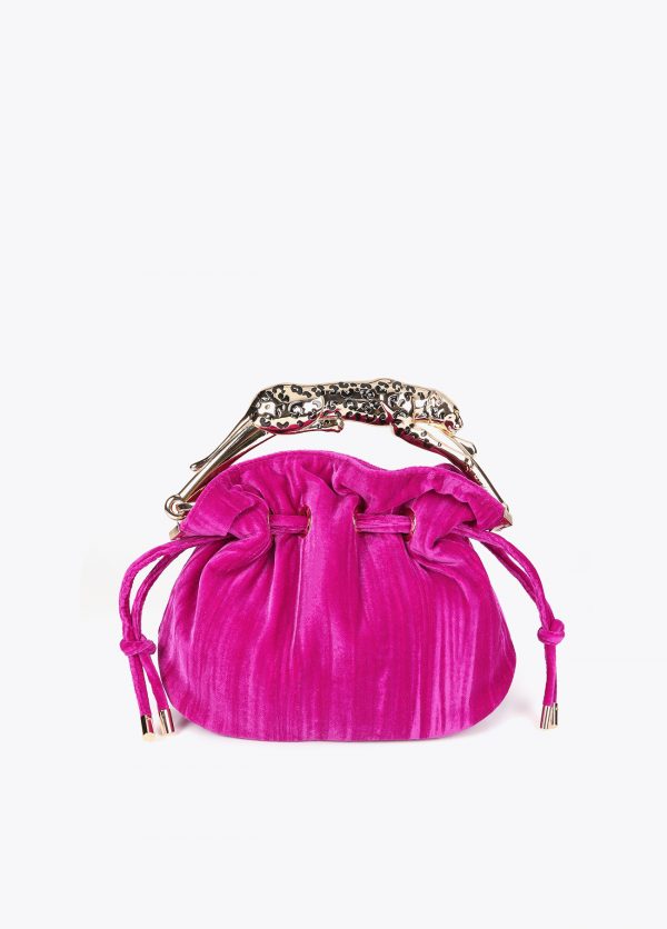 LOLA CASADEMUNT Bolso tejido plisado con asa leopardo metálica  BUGANVILIA MF2504014