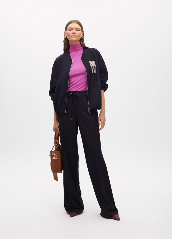 LOLA CASADEMUNT Bomber raya diplomática con detalle joya NAVY MF2502005 - Imagen 2