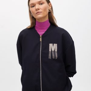 LOLA CASADEMUNT Bomber raya diplomática con detalle joya NAVY MF2502005