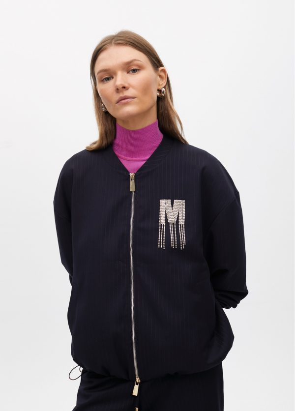 LOLA CASADEMUNT Bomber raya diplomática con detalle joya NAVY MF2502005