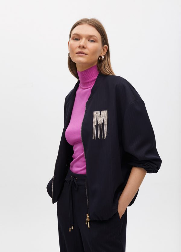 LOLA CASADEMUNT Bomber raya diplomática con detalle joya NAVY MF2502005 - Imagen 4
