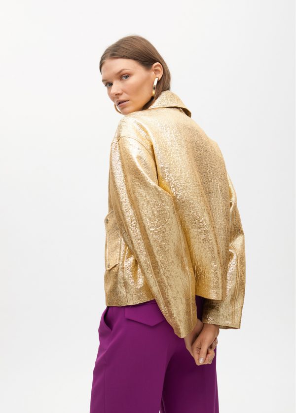 LOLA CASADEMUNT Bomber craquelada dorada  ORO VIEJO MF2502012 - Imagen 3