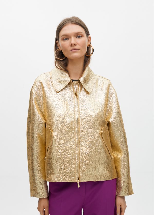 LOLA CASADEMUNT Bomber craquelada dorada  ORO VIEJO MF2502012 - Imagen 4