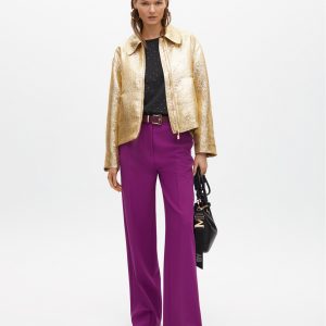 LOLA CASADEMUNT Bomber craquelada dorada  ORO VIEJO MF2502012
