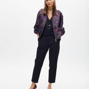 LOLA CASADEMUNT Bomber jaquard metalizado GRIS-ROSA MF2502015