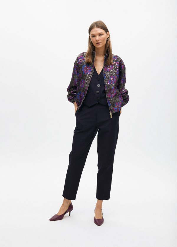 LOLA CASADEMUNT Bomber jaquard metalizado GRIS-ROSA MF2502015