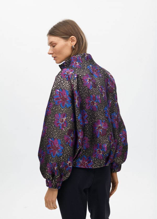 LOLA CASADEMUNT Bomber jaquard metalizado GRIS-ROSA MF2502015 - Imagen 4