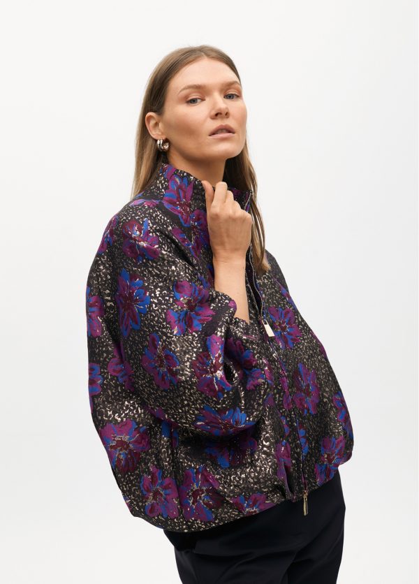 LOLA CASADEMUNT Bomber jaquard metalizado GRIS-ROSA MF2502015 - Imagen 3