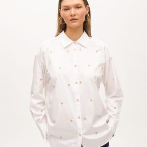 LOLA CASADEMUNT Camisa recta popelín detalle joya BLANCO MF251501